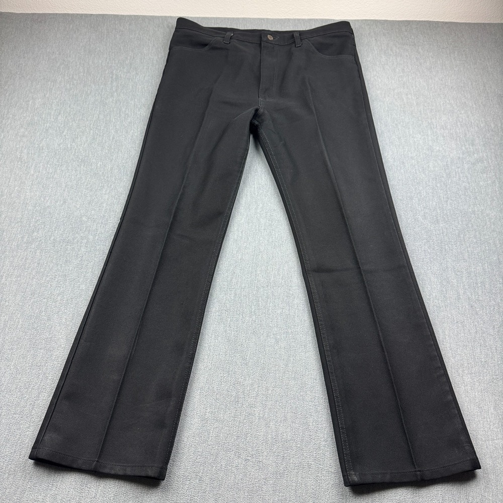 Wrangler Pants Mens 38X32 Black Wrancher Dress Cowboy Western Bootcut Rodeo